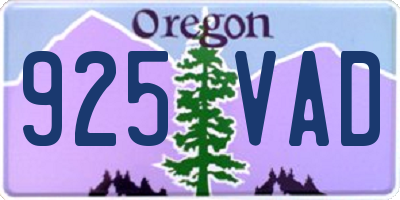 OR license plate 925VAD
