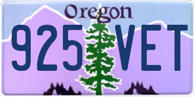 OR license plate 925VET