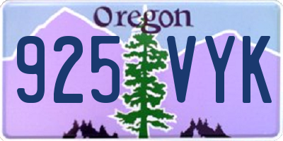 OR license plate 925VYK