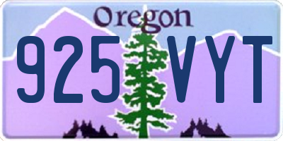 OR license plate 925VYT