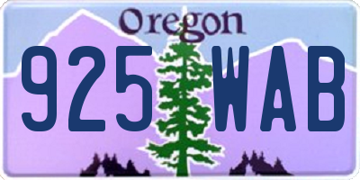 OR license plate 925WAB