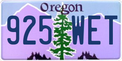 OR license plate 925WET