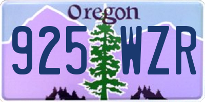 OR license plate 925WZR