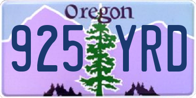 OR license plate 925YRD