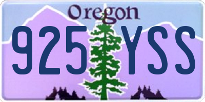 OR license plate 925YSS