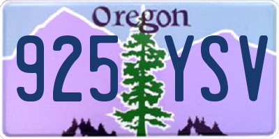 OR license plate 925YSV