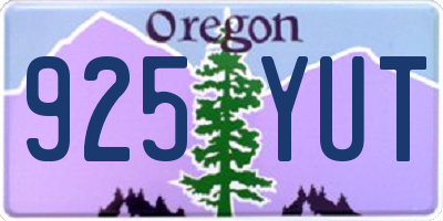 OR license plate 925YUT