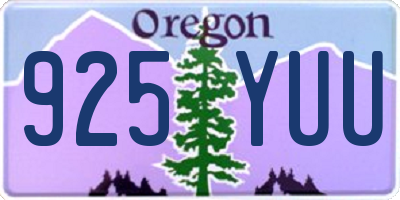 OR license plate 925YUU
