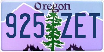 OR license plate 925ZET