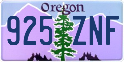 OR license plate 925ZNF