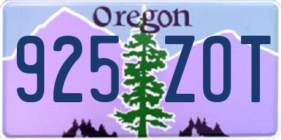 OR license plate 925ZOT