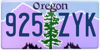 OR license plate 925ZYK
