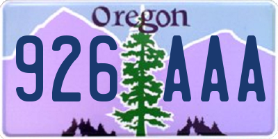 OR license plate 926AAA