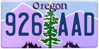 OR license plate 926AAD