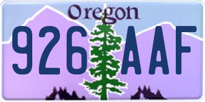 OR license plate 926AAF