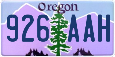 OR license plate 926AAH