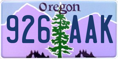OR license plate 926AAK