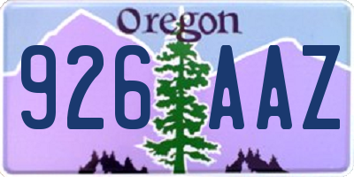 OR license plate 926AAZ