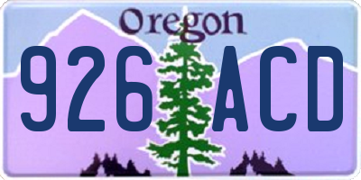 OR license plate 926ACD