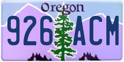 OR license plate 926ACM