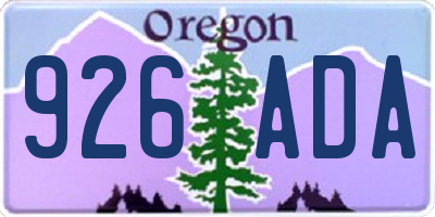 OR license plate 926ADA
