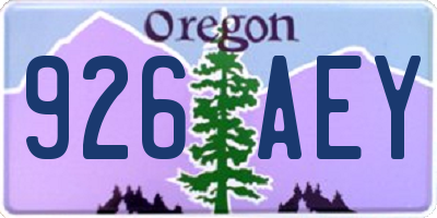 OR license plate 926AEY
