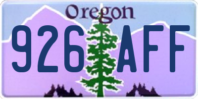 OR license plate 926AFF