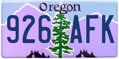 OR license plate 926AFK