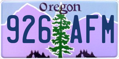 OR license plate 926AFM