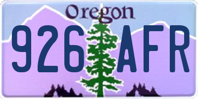 OR license plate 926AFR