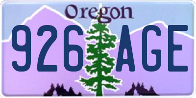 OR license plate 926AGE