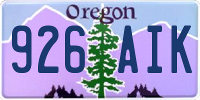 OR license plate 926AIK