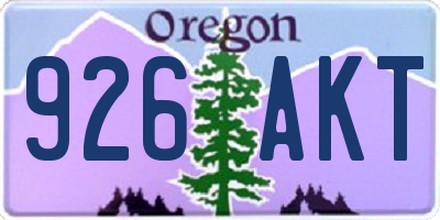 OR license plate 926AKT