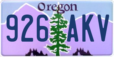 OR license plate 926AKV