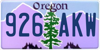 OR license plate 926AKW
