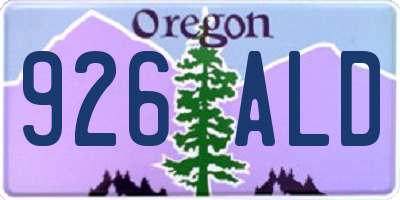 OR license plate 926ALD