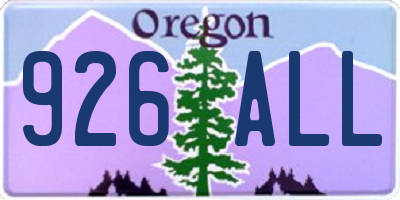 OR license plate 926ALL