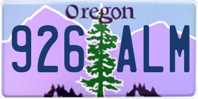 OR license plate 926ALM
