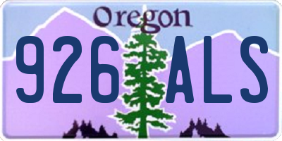 OR license plate 926ALS