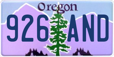 OR license plate 926AND
