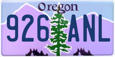 OR license plate 926ANL
