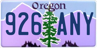 OR license plate 926ANY