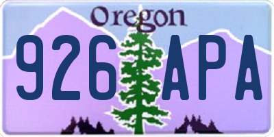 OR license plate 926APA