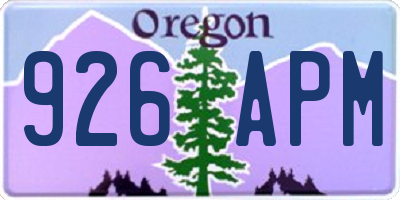 OR license plate 926APM