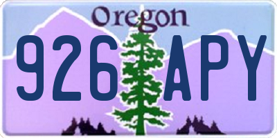 OR license plate 926APY
