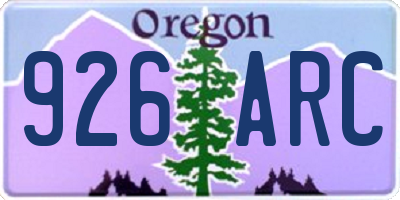 OR license plate 926ARC