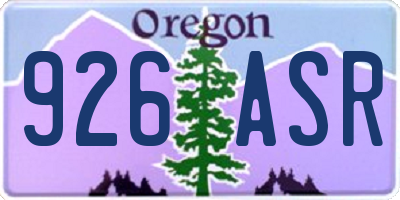 OR license plate 926ASR
