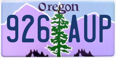 OR license plate 926AUP