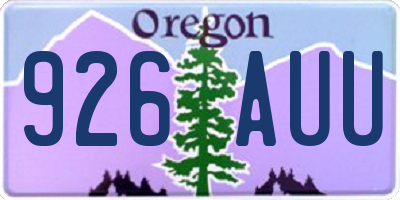 OR license plate 926AUU