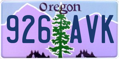 OR license plate 926AVK